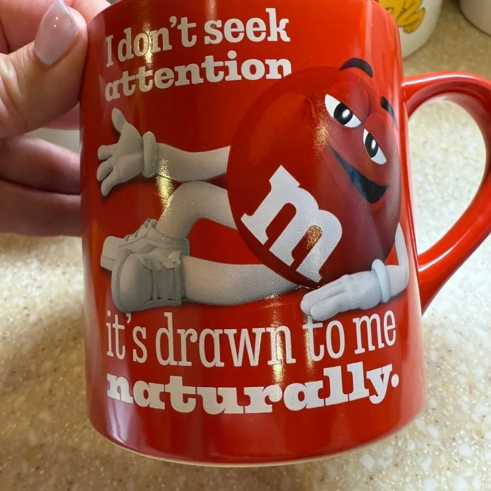 M&M'S Red Character Mug I don’t seek attention it’s drawn to me naturally 2023